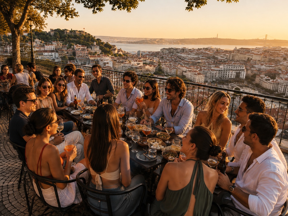 La comunità AERPI — aperitivo al tramonto su Lisbona